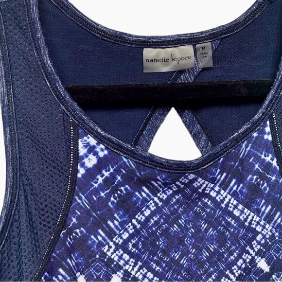 Nannette Lepore Blue Printed Activewear Workout Tank Top Cool Summer Gym Running - Picture 2 of 5
